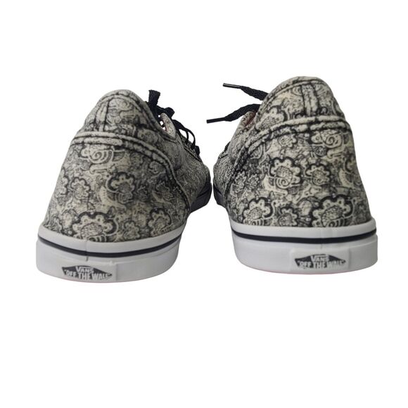 Vans Women SZ 8.5 Atwood Canvas Paisley Low Top Sneakers Lace-Up Black White - Picture 7 of 10